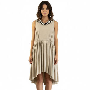 TER ET BANTINE Sleeveless Cotton Dress Size 44 Large Tan Colour NWT